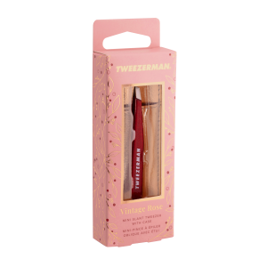 Tweezerman Vintage Rose Mini Slant Tweezer – pęseta do brwi w etui