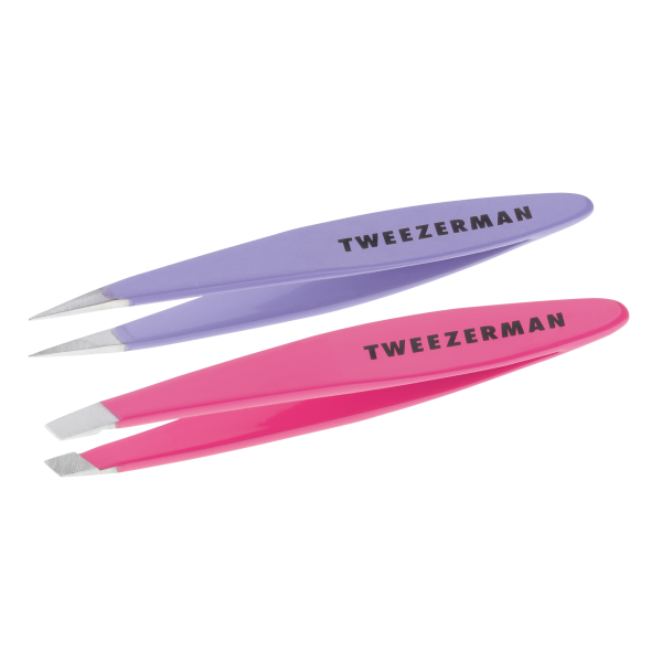 Tweezerman Mini Slant and Mini Point - zestaw pęset w podróżnym etui