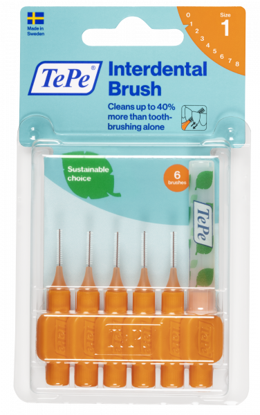 TePe Original szczoteczki międzyzębowe z bioplastiku 0,45 mm, pomarańczowe, 6 szt.