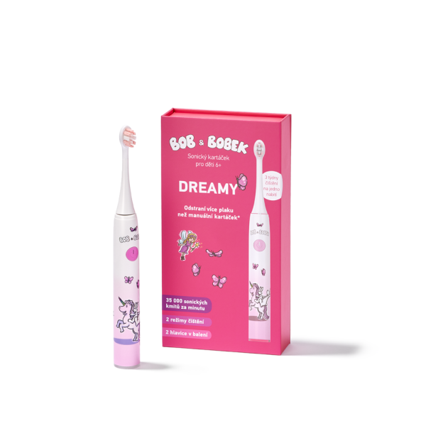 BOB A BOBEK DREAMY szczoteczka soniczna dla dzieci w wieku 6+, 2 końcówki w zestawie