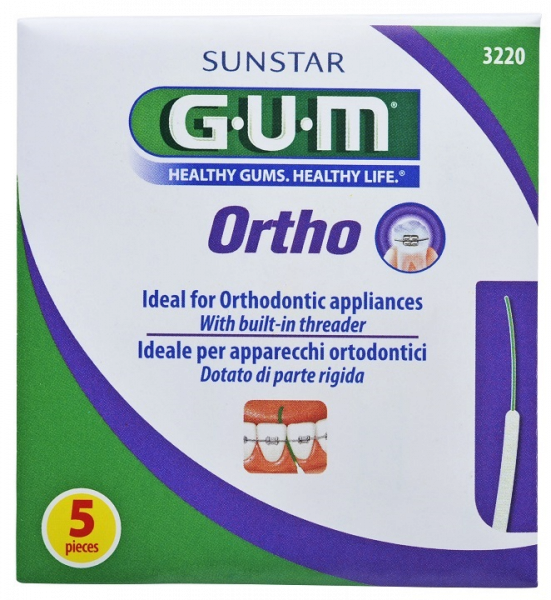 GUM ORTHO FLOSS – superfloss do czyszczenia aparatów ortodontycznych, 5 szt.