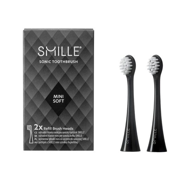 SMILLE Sonic Brush, końcówki wymienne MINI, czarne, 2 szt.