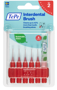 TePe Original szczoteczki międzyzębowe z bioplastiku 0,5 mm, czerwone, 6 szt.