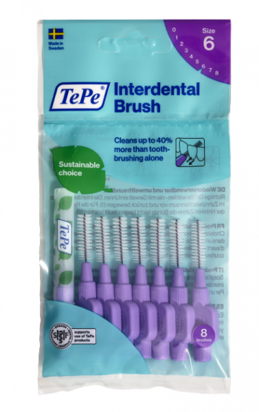 TePe Original szczoteczki międzyzębowe z bioplastiku 1,1 mm, fioletowe, 8 szt.