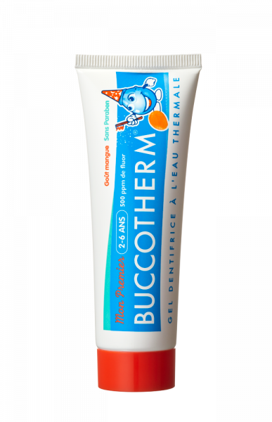 Buccotherm żelowa pasta do zębów dla dzieci od 2 do 6 lat, mango, 50 ml