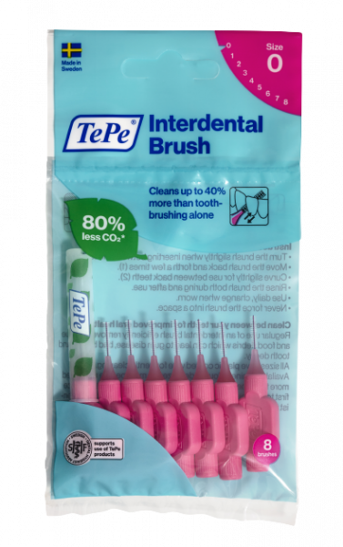 TePe Original szczoteczki międzyzębowe z bioplastiku 0,4 mm, różowe, 8 szt.