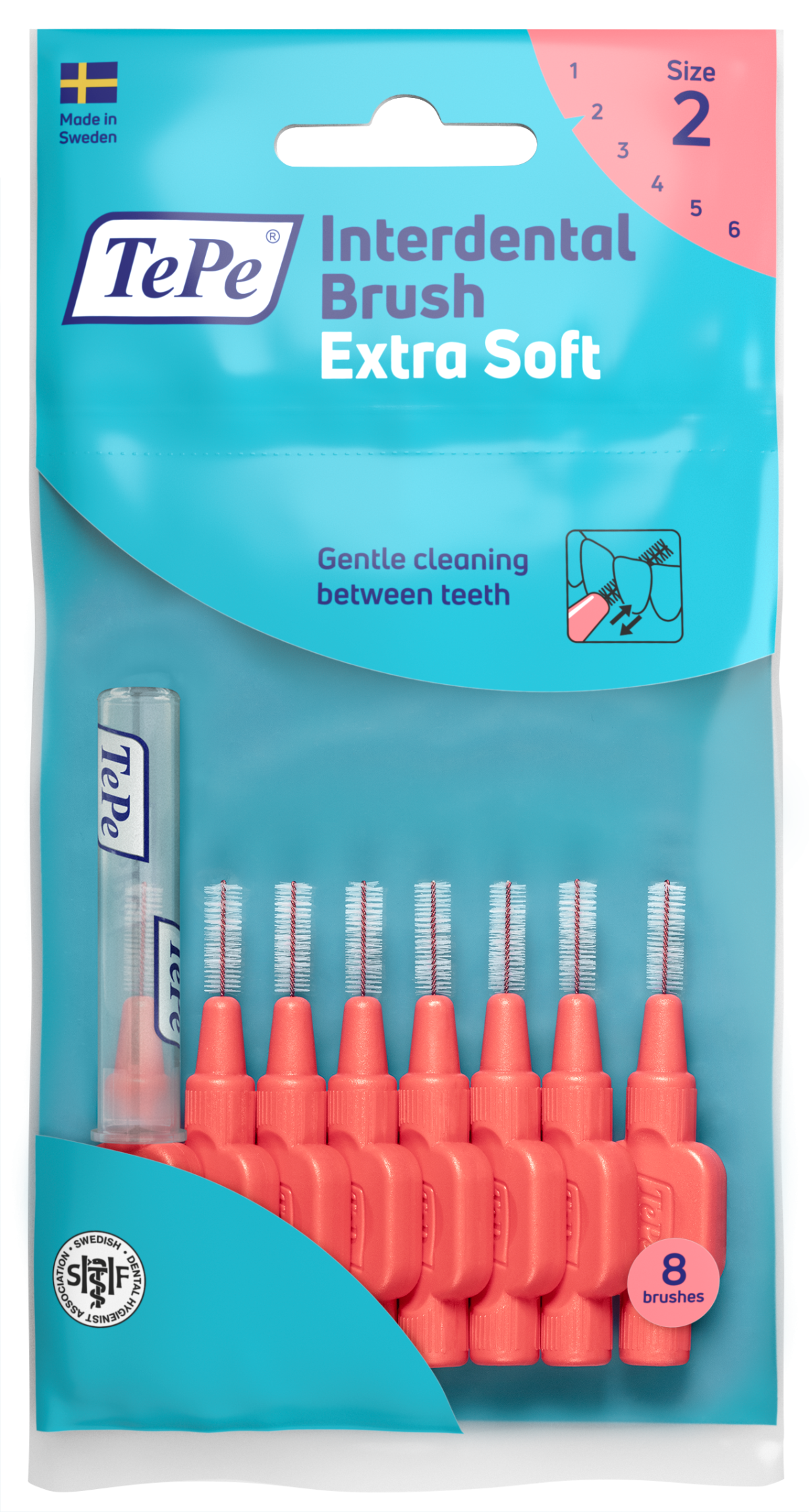 TePe Extra Soft szczoteczki międzyzębowe 0,5 mm, jasno czerwone, 8 szt.
