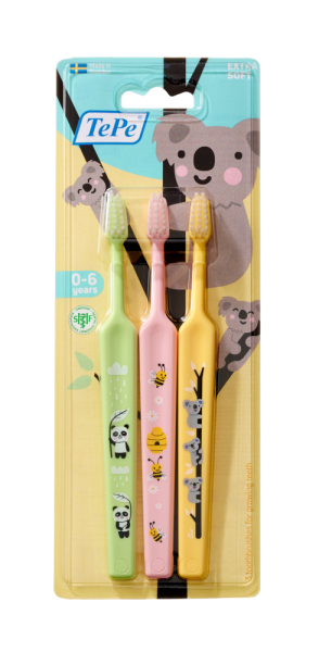 TePe Mini x-soft, szczoteczki do zębów dla najmniejszych, 2+1 gratis