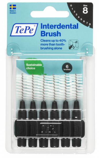 TePe Original szczoteczki międzyzębowe z bioplastiku 1,5 mm, czarne, 6 szt.