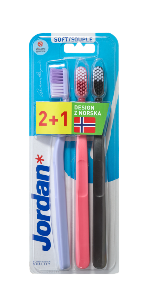 Jordan Clean Smile soft, zestaw szczoteczek do zębów, 3 szt