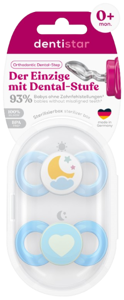 Dentistar smoczki ortodontyczne 0-6 miesięcy, niebieske