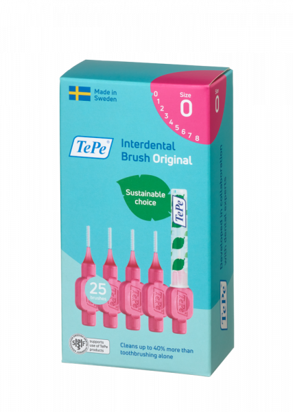 TePe Original szczoteczki międzyzębowe z bioplastiku 0,4 mm, różowe, 25 szt.