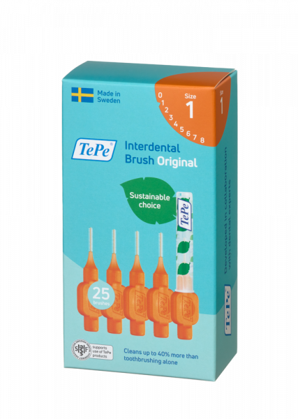 TePe Original szczoteczki międzyzębowe z bioplastiku 0,45 mm, pomarańczowe, 25 szt.