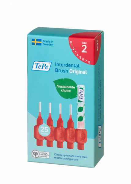 TePe Original szczoteczki międzyzębowe z bioplastiku 0,5 mm, czerwone, 25 szt.